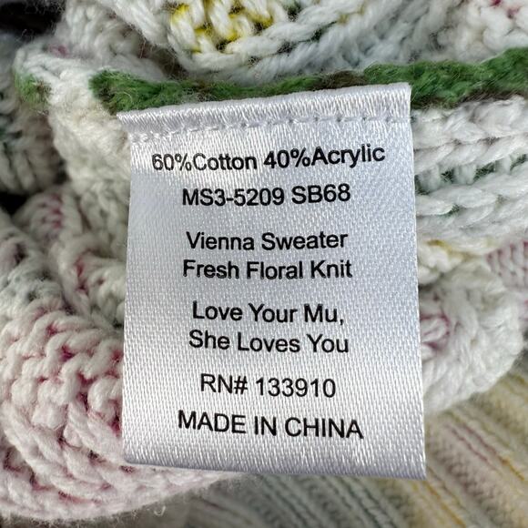 Show Me Your Mumu Women's Vienna Sweater S Pink Green Floral Cropped Length - Picture 5 of 9